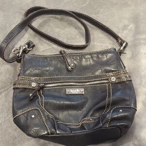 Tignanello Black Crossbody Bag with Stitch Detail